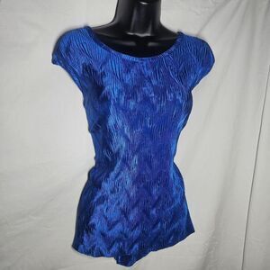 Vintage y2k 90s blue crinkle textured whimsical sleeveless top